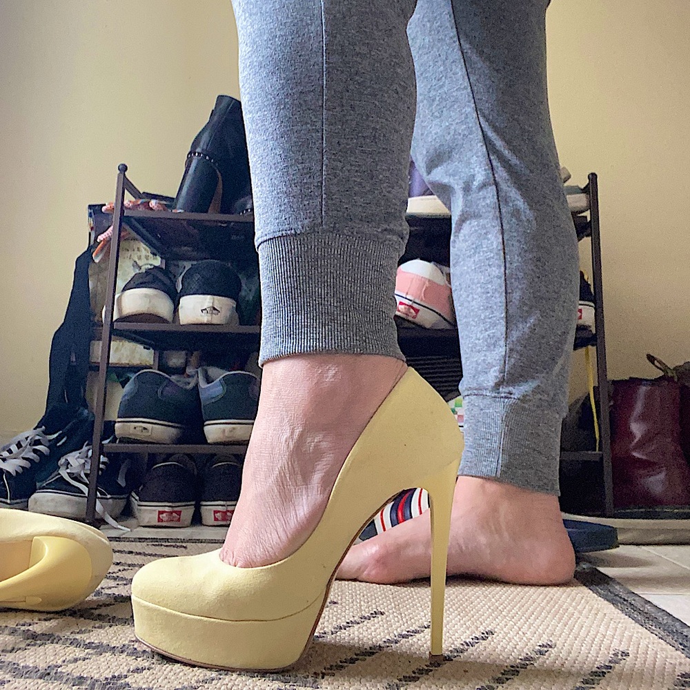 Handmade designer Moyo platform pumps never worn